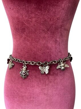 Motion East Silver Chain Statement Belt Butterfly Beetle Charms